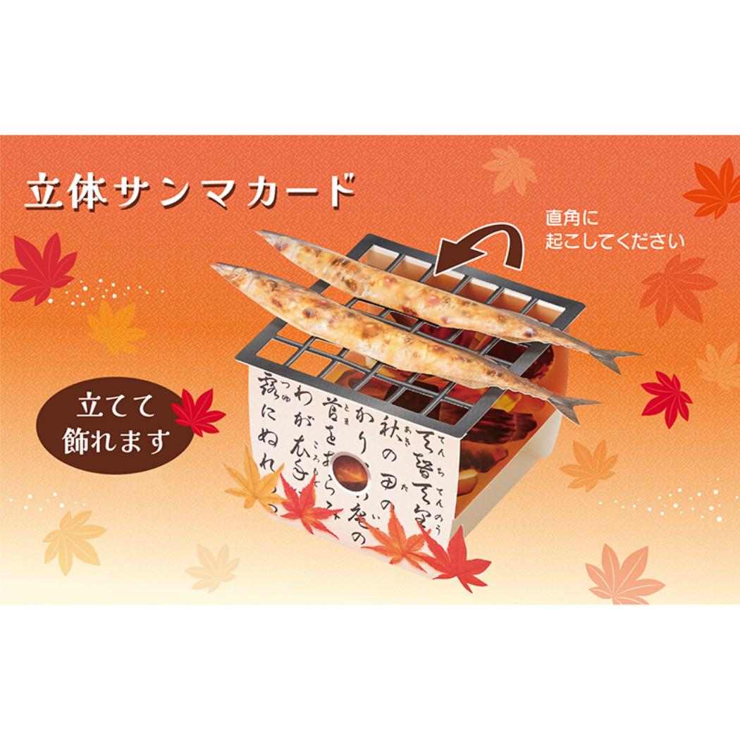 グリーティングカード アキJAU9-6 秋カード サンマ サンリオ