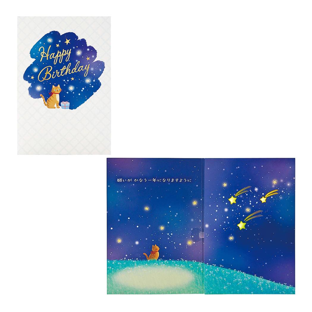 グリーティングカード メロディJPME37-2R 夜空とネコ サンリオ 誕生日祝い メッセージカード グッズ メール便可 シネマコレクション