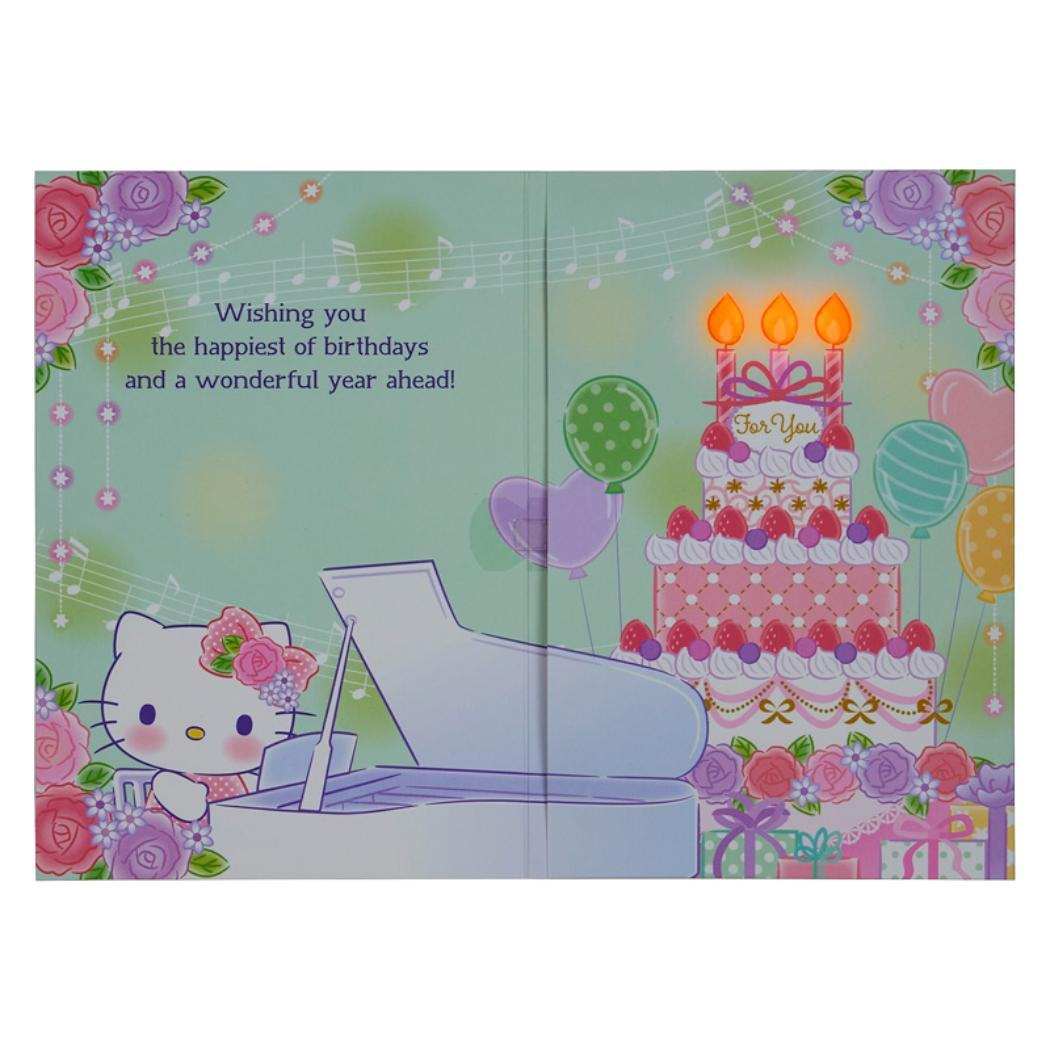 ハローキティ グリーティングカード KTメロディ JPME59-5 ライト＆メロディー ハローキティケーキ サンリオ 誕生日祝い メッセージカード 封筒付き グッズ メール便可 シネマコレクション