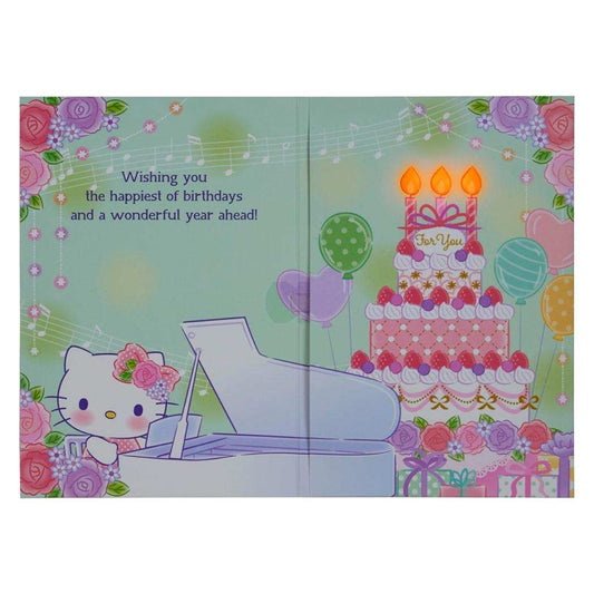 ハローキティ グリーティングカード KTメロディ JPME59-5 ライト＆メロディー ハローキティケーキ サンリオ 誕生日祝い メッセージカード 封筒付き グッズ メール便可 シネマコレクション
