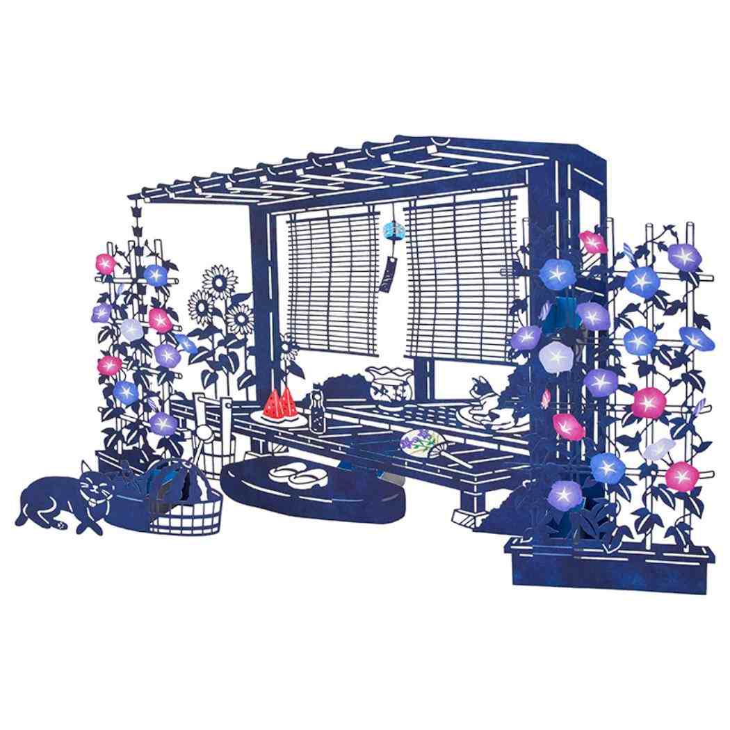 グリーティングカード ショチュウ JSP 46-6 サマー 夏の縁側 サンリオ メッセージカード 立体カード グッズ メール便可 シネマコレクション