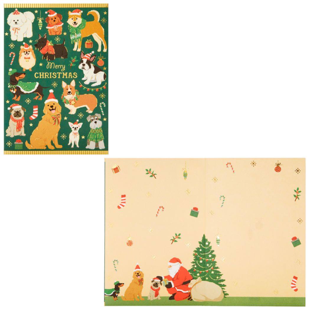 CHRISTMAS グリーティングカード クリスマスカード jx1-3 犬いっぱい サンリオ プレゼント Xmasカード グッズ メール便可 シネマコレクション