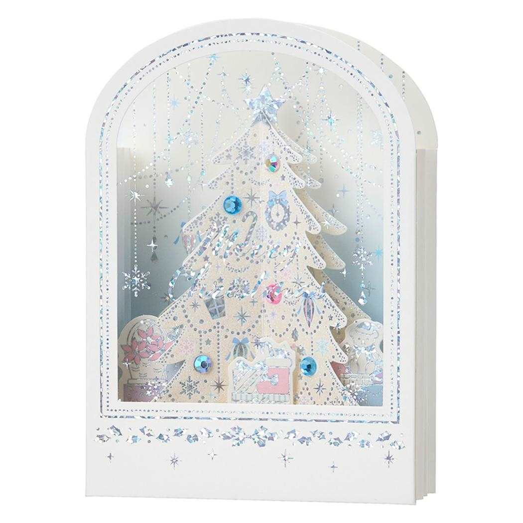 CHRISTMAS グリーティングカード クリスマスカード JX 35-5 白い枠にツリー サンリオ プレゼント メッセージカード グッズ メール便可 シネマコレクション