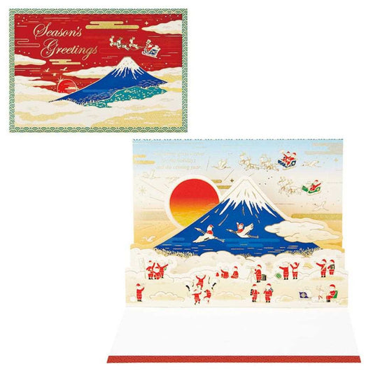 CHRISTMAS グリーティングカード ワフウ JXJ 3-5 和風クリスマス 富士山に金線サンタ サンリオ プレゼント メッセージカード グッズ メール便可 シネマコレクション