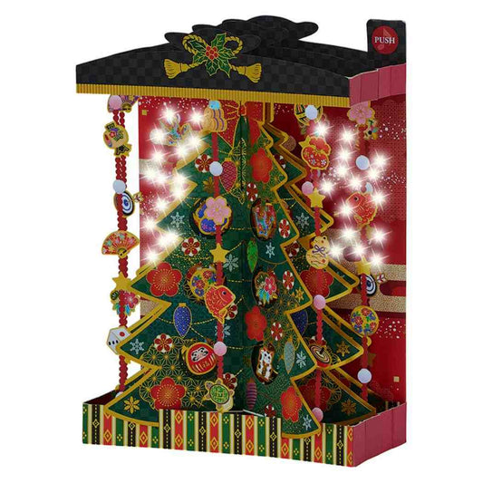 CHRISTMAS グリーティングカード メロディJXPM 17-5 クリスマスカード 立体 和風ツリーと縁起物 サンリオ プレゼント ポップアップ グッズ メール便可 シネマコレクション