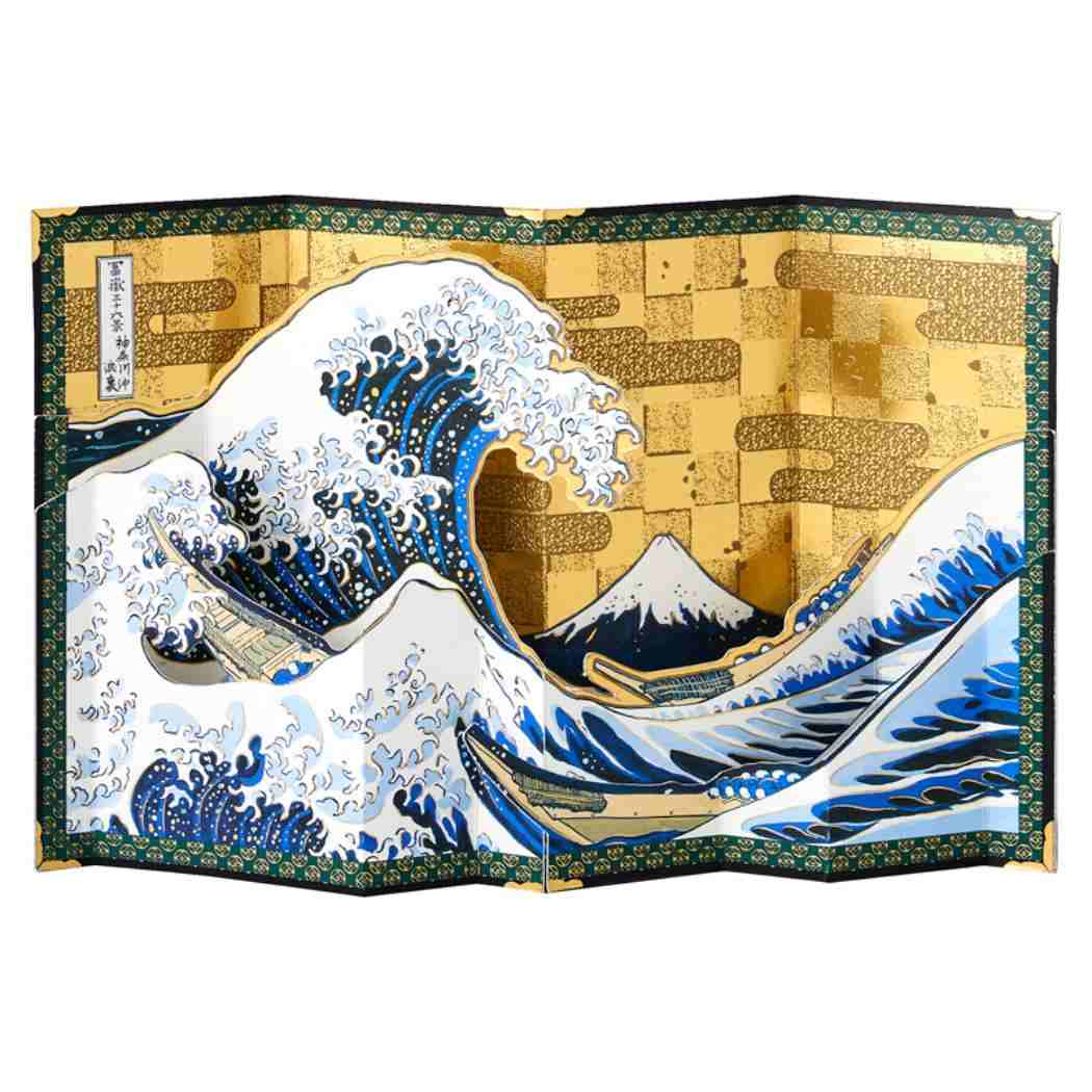 グリーティングカード ワフウ WA2-5 和風カード 金びょうぶ神奈川沖浪裏 サンリオ 多目的 メッセージカード 封筒付き グッズ メール便可 シネマコレクション
