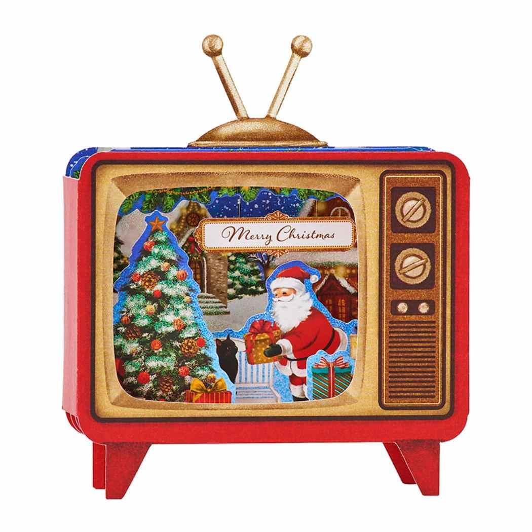 CHRISTMAS グリーティングカード クリスマス テレビにサンタ 1枚入り JX34-6 サンリオ