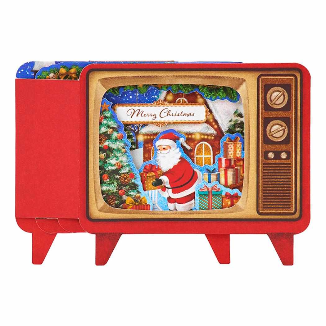 CHRISTMAS グリーティングカード クリスマス テレビにサンタ 1枚入り JX34-6 サンリオ