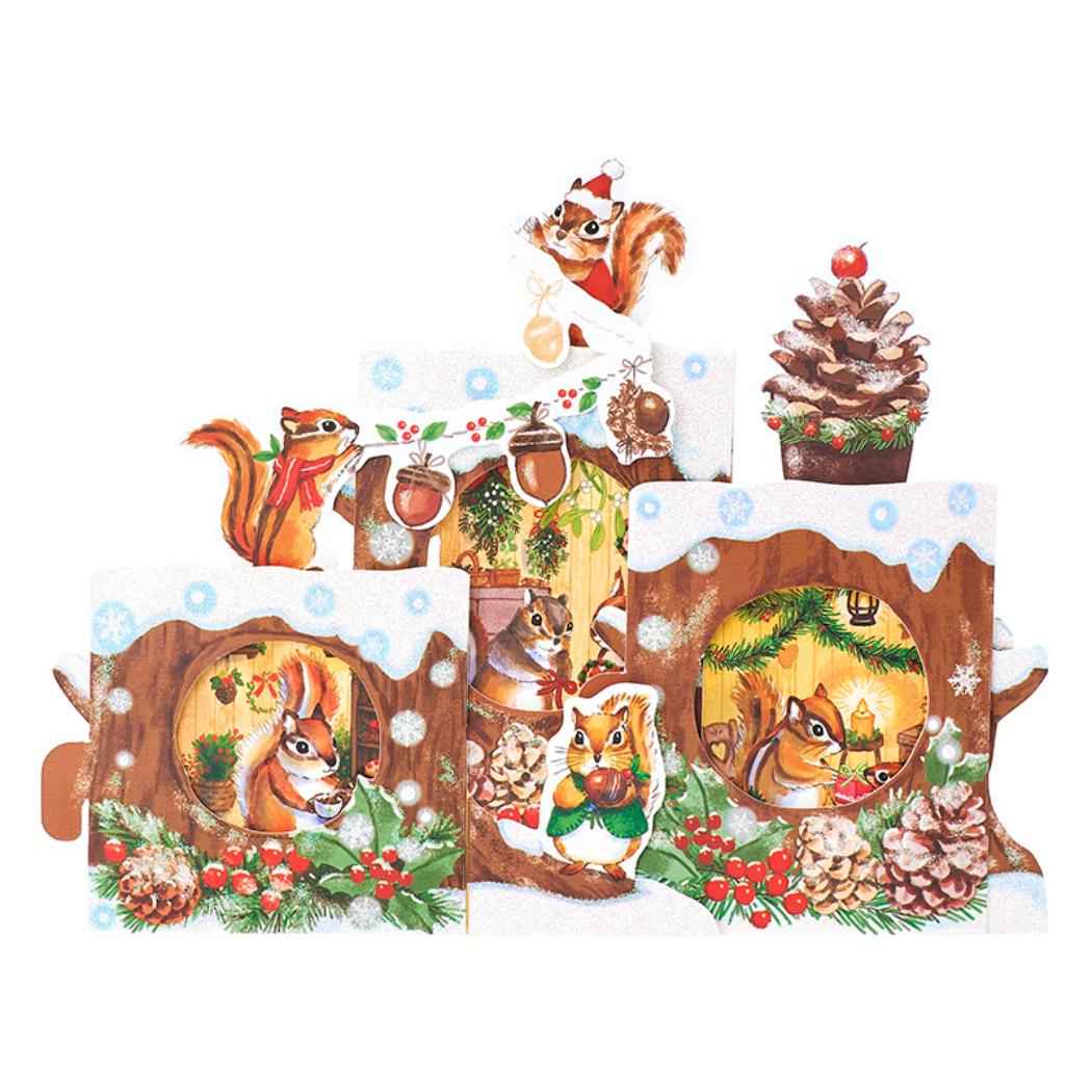 CHRISTMAS グリーティングカード クリスマス 切り株にリス 1枚入り JX39-6 サンリオ