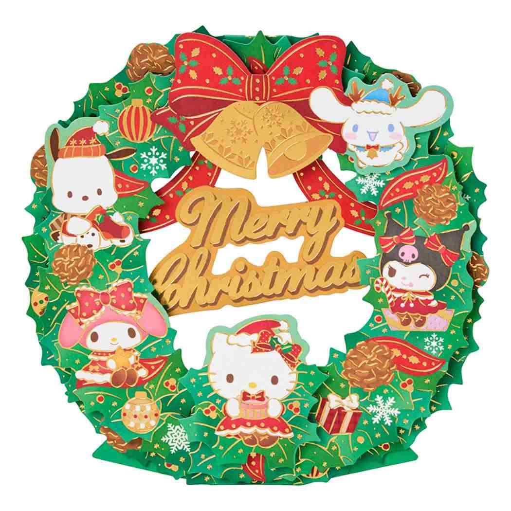 CHRISTMAS グリーティングカード クリスマス サンリオキャラクターズ リース 1枚入り JX64-6 Sanrio サンリオ