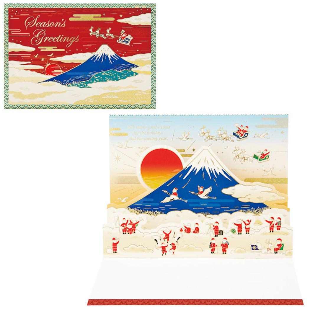 CHRISTMAS グリーティングカード 和風クリスマス 富士山に金線サンタ 1枚入り JXJ4-6 サンリオ