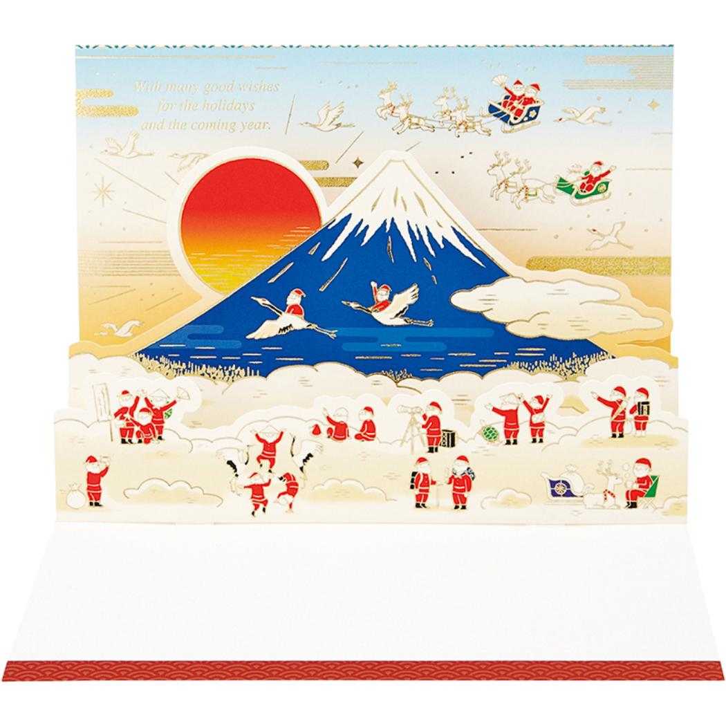 CHRISTMAS グリーティングカード 和風クリスマス 富士山に金線サンタ 1枚入り JXJ4-6 サンリオ