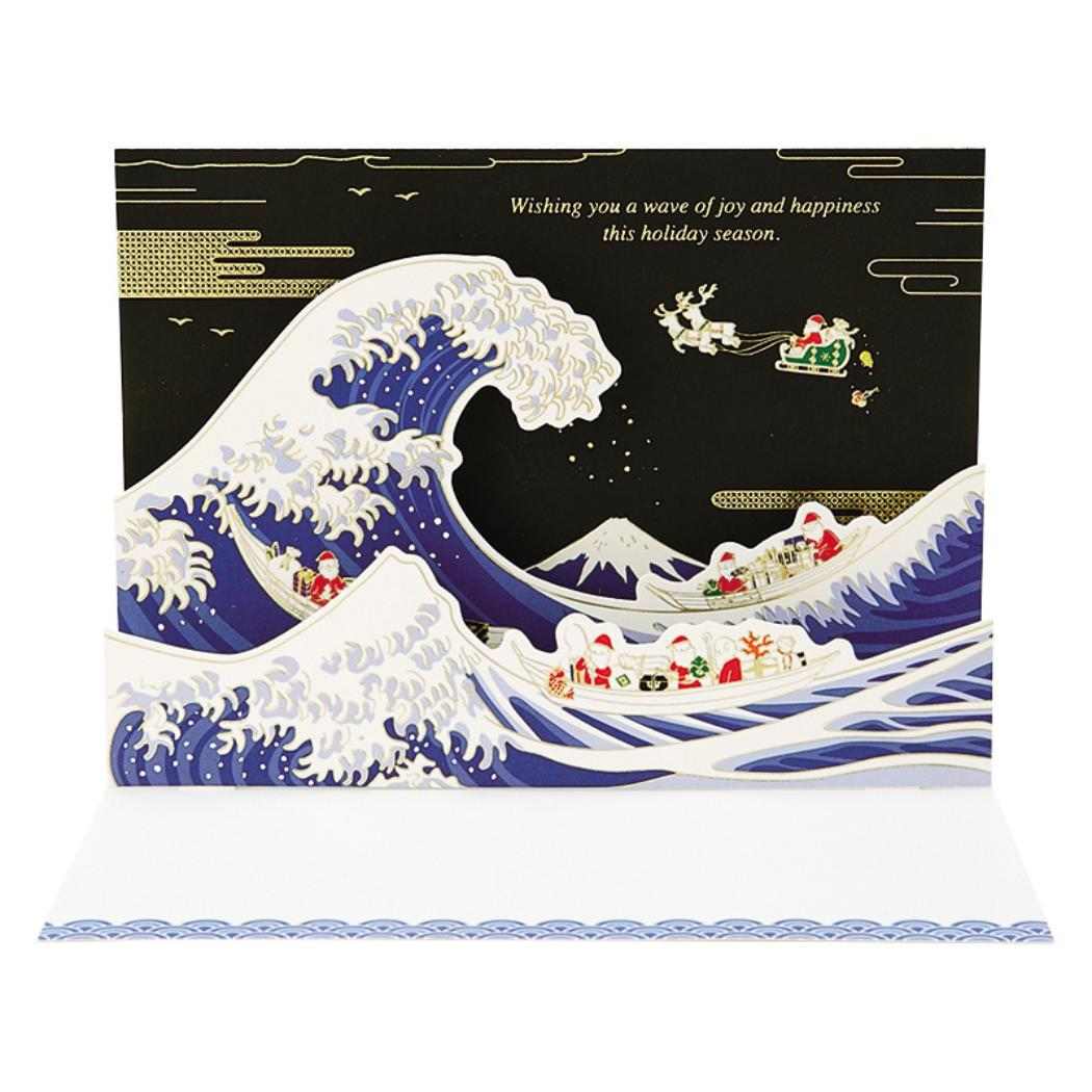 CHRISTMAS グリーティングカード 和風クリスマス 浮世絵風金線サンタ 1枚入り JXJ5-6 サンリオ