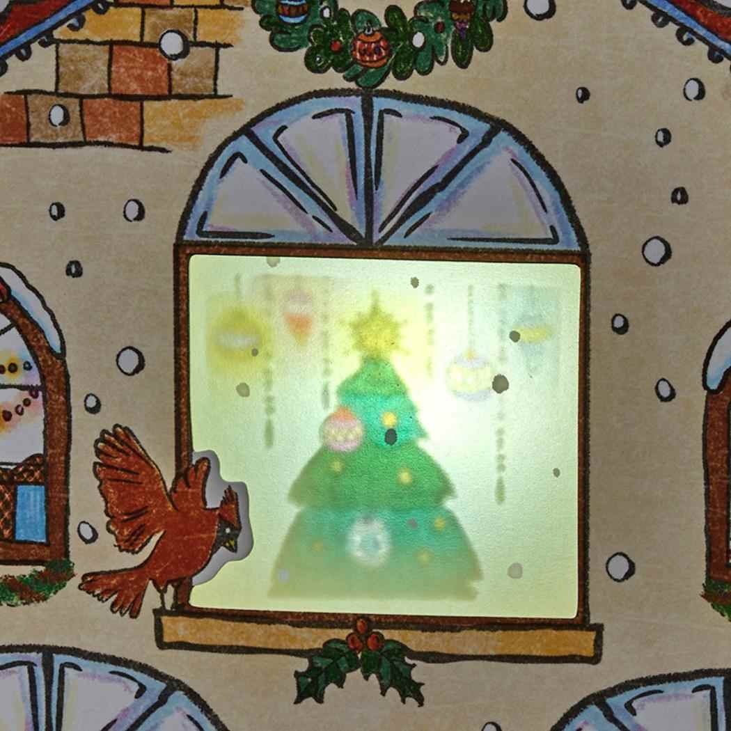 CHRISTMAS グリーティングカード クリスマス ライト＆メロディー 家に三つの窓 JXPM10-6 サンリオ