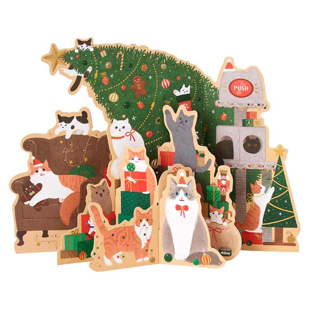 CHRISTMAS グリーティングカード クリスマス ライト＆メロディー ネコとツリー JXPM14-6 サンリオ