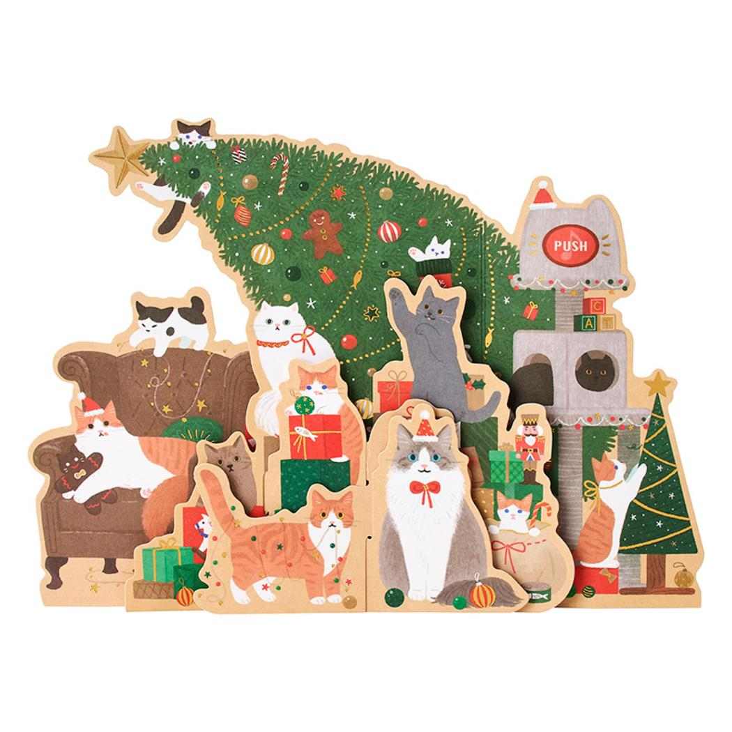 CHRISTMAS グリーティングカード クリスマス ライト＆メロディー ネコとツリー JXPM14-6 サンリオ