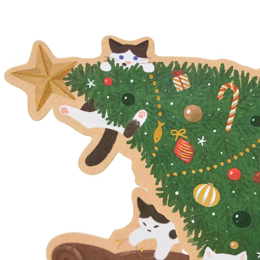 CHRISTMAS グリーティングカード クリスマス ライト＆メロディー ネコとツリー JXPM14-6 サンリオ