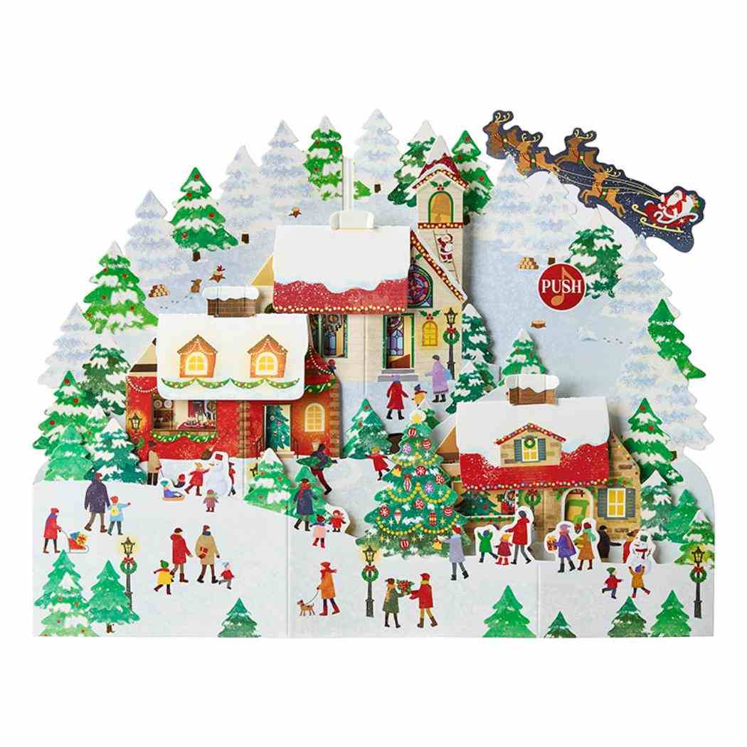 CHRISTMAS グリーティングカード クリスマス ライト＆メロディー 家3軒 JXPM18-6 サンリオ