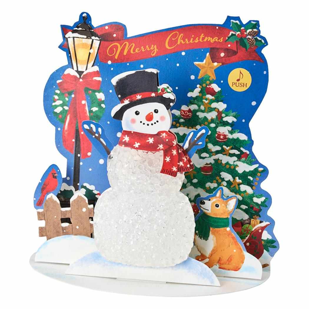 CHRISTMAS グリーティングカード クリスマス ライト＆メロディー 街灯とスノーマン JXPM19-6 サンリオ