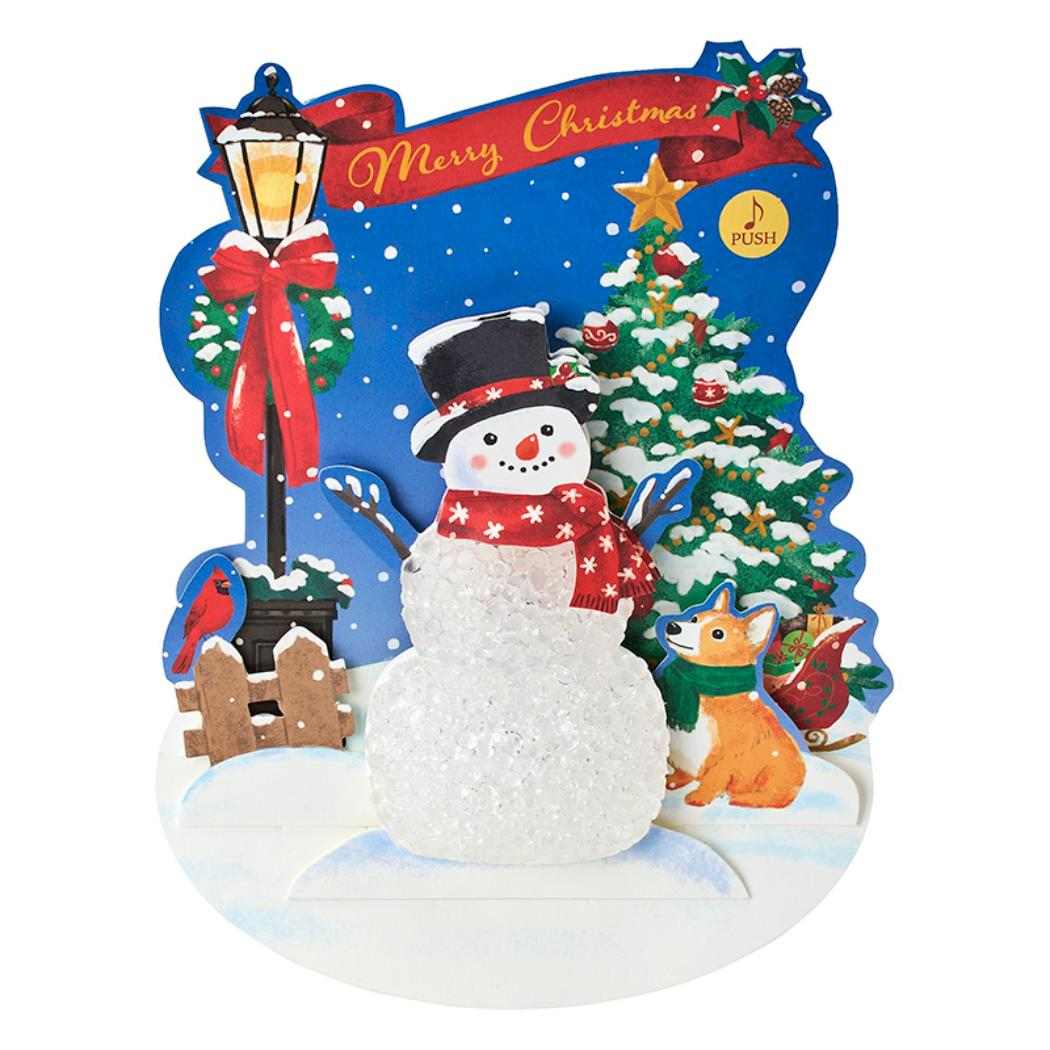 CHRISTMAS グリーティングカード クリスマス ライト＆メロディー 街灯とスノーマン JXPM19-6 サンリオ