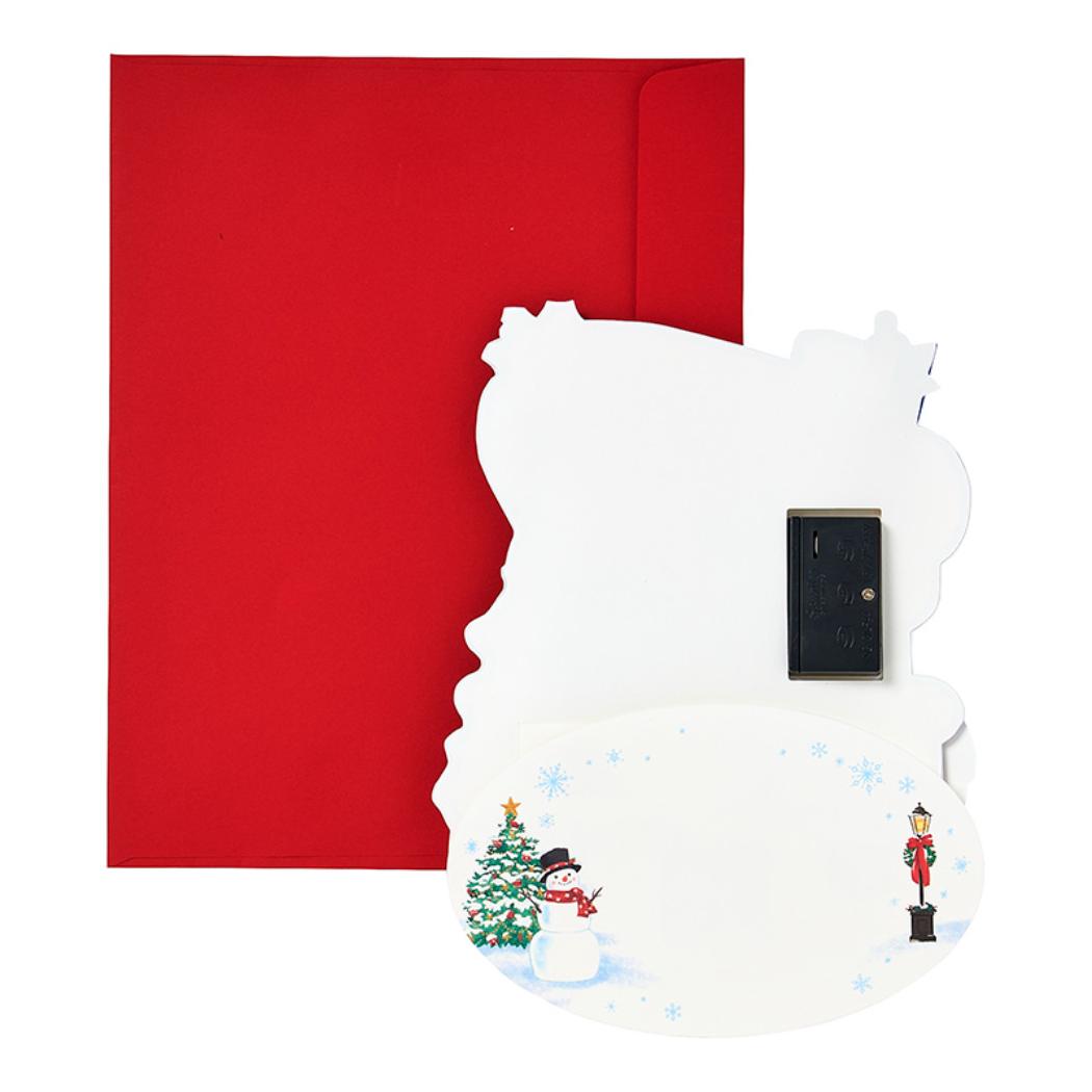 CHRISTMAS グリーティングカード クリスマス ライト＆メロディー 街灯とスノーマン JXPM19-6 サンリオ