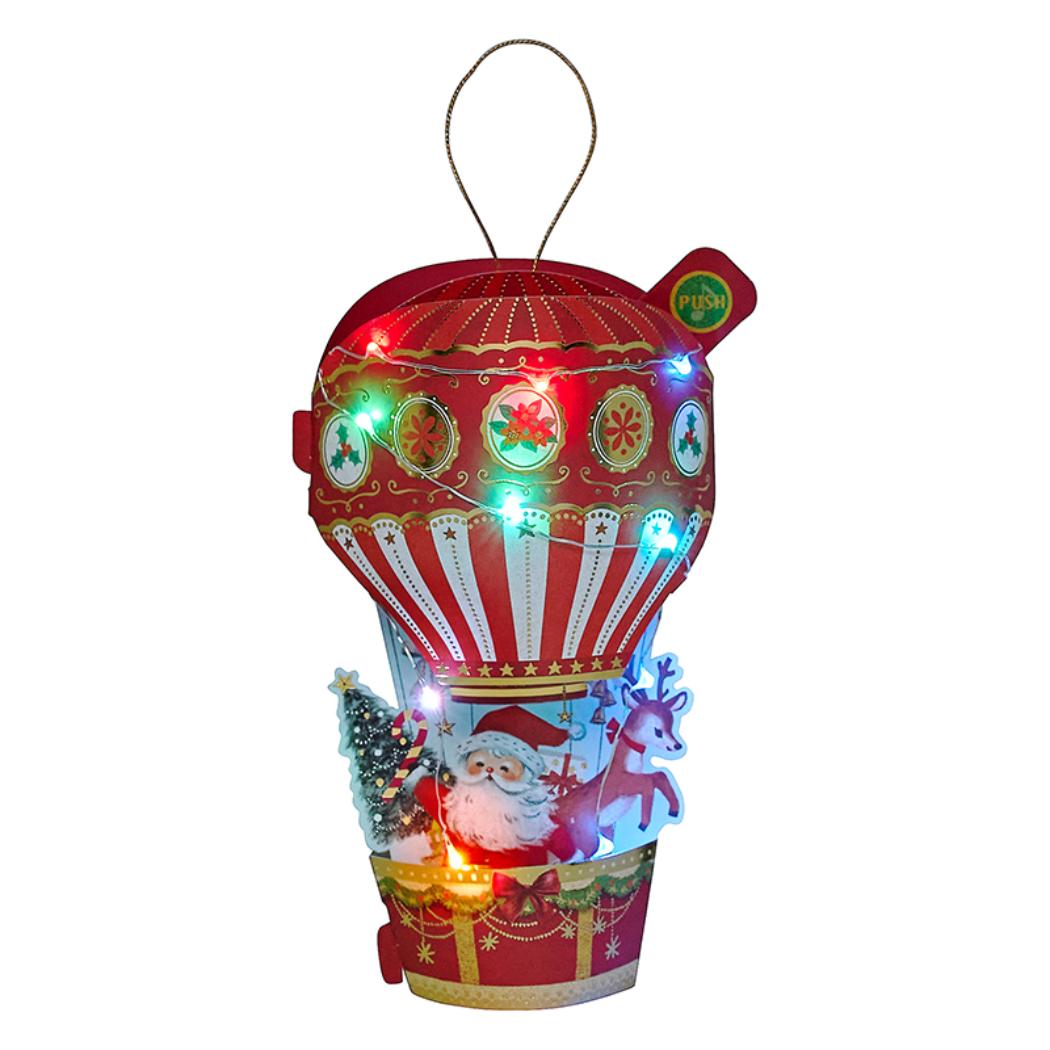 CHRISTMAS グリーティングカード クリスマス ライト＆メロディー 気球にサンタ JXPM21-6 サンリオ
