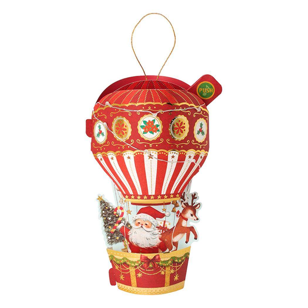 CHRISTMAS グリーティングカード クリスマス ライト＆メロディー 気球にサンタ JXPM21-6 サンリオ