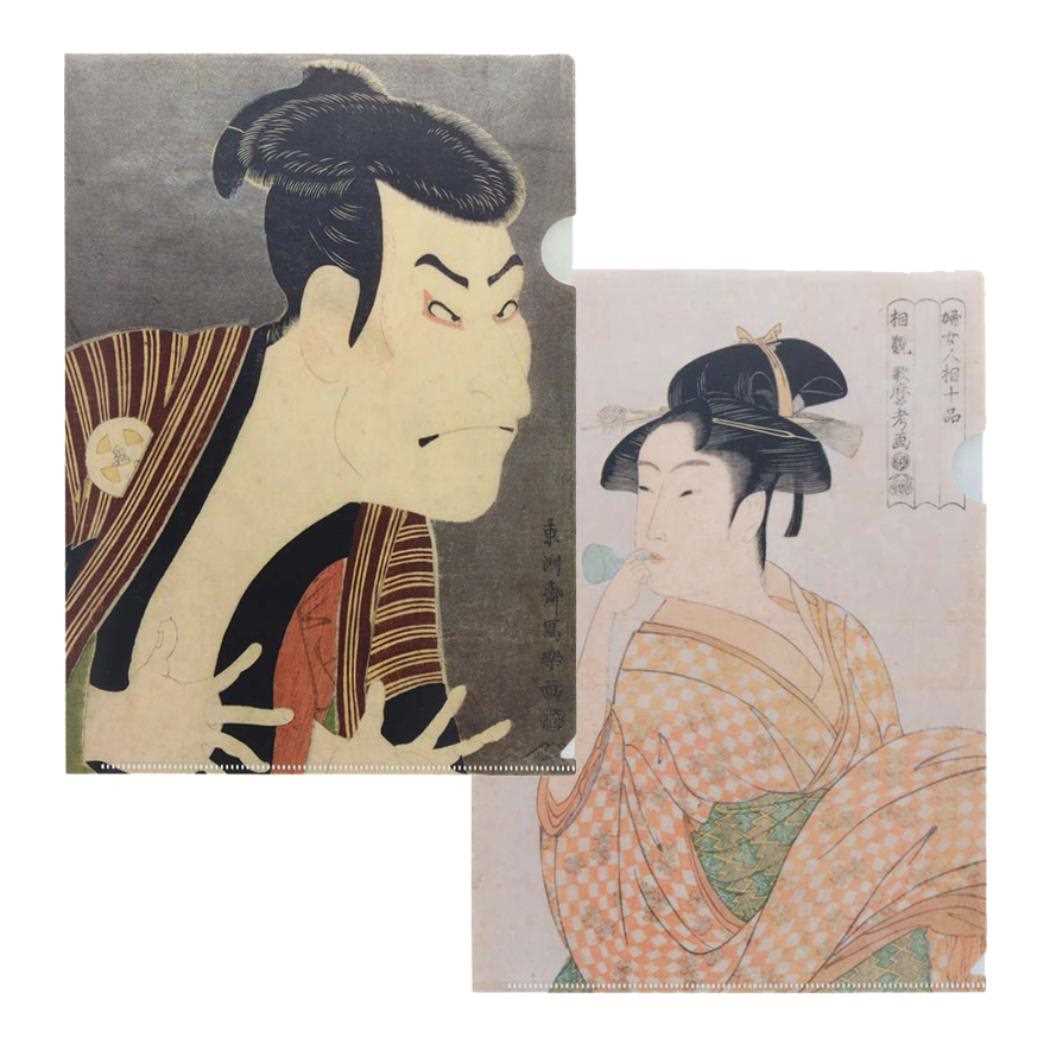 東洲斎写楽 喜多川歌麿 クリアファイル A4クリアファイル２枚セット 浮世絵人物 サンスター文具 和風 インバウンド 文具 グッズ メール便可 シネマコレクション