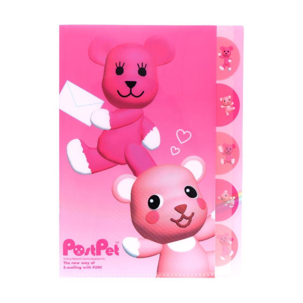 PostPet ポケットファイル ダイカットクリアファイル5P A4 モモ＆コモモ サンスター文具 新学期準備文具 キャラクター グッズ メール便可 シネマコレクション