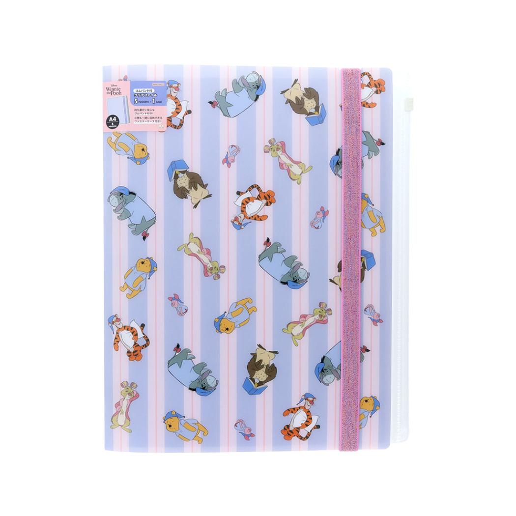 くまのプーさん ポケットファイル ゴムバンド付クリアファイル5P＋Ｆ A4 パジャマ ディズニー サンスター文具 新学期準備文具 キャラクター グッズ シネマコレクション