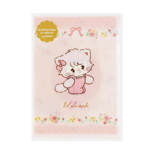Lil ala mode クリアフォルダー A5クリアファイル＆シールセット A ムース リルアラモード サンスター文具 デコレーション 書類整理 シールシート 日本製 キャラクター グッズ メール便可 シネマコレクション