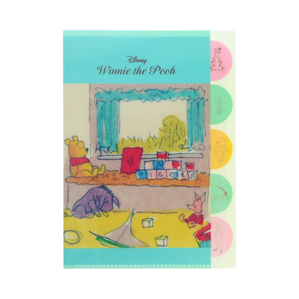 くまのプーさん ポケットファイル ダイカットクリアファイル5P Winnie the Pooh 10 ブルー ディズニー サンスター文具