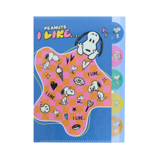 スヌーピー ポケットファイル ダイカットクリアファイル5P A4 PEANUTS I LIKE ブルー ピーナッツ サンスター文具