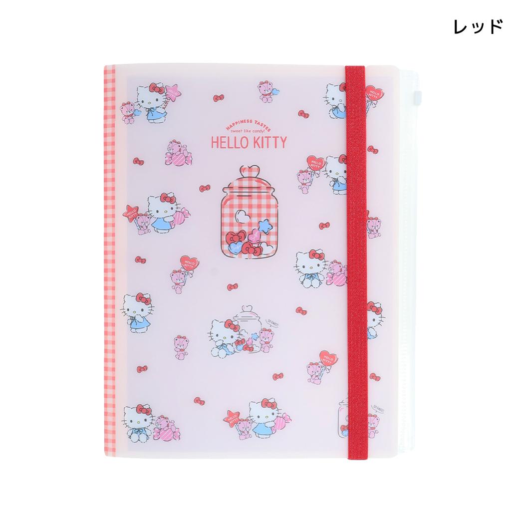 ハローキティ ポケットファイル ゴムバンド付きクリアファイル5P＋F A4 レッド サンリオ サンスター文具