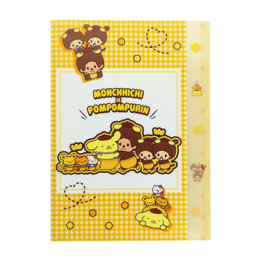 ポムポムプリン x モンチッチ ポケットファイル ダイカットクリアファイル 5P M サンリオ サンスター文具