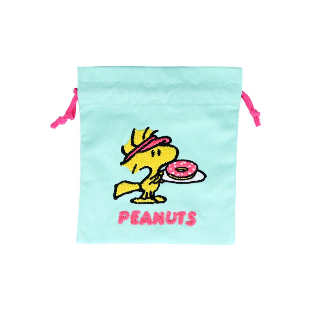 スヌーピー 巾着袋 サガラ刺繍巾着 ミントグリーン ピーナッツ サンスター文具 小物入れ キャラクター グッズ メール便可 シネマコレクション