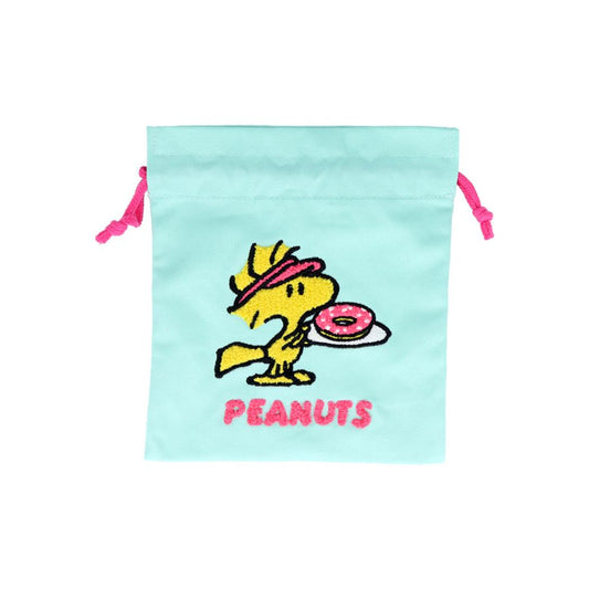 スヌーピー 巾着袋 サガラ刺繍巾着 ミントグリーン ピーナッツ サンスター文具 小物入れ キャラクター グッズ メール便可 シネマコレクション