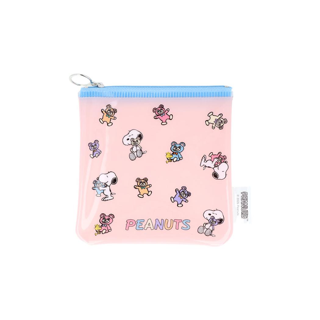 スヌーピー ミニポーチ フラットスクエアポーチ パステル ピーナッツ サンスター文具 小物入れ キャラクター グッズ メール便可 シネマコレクション