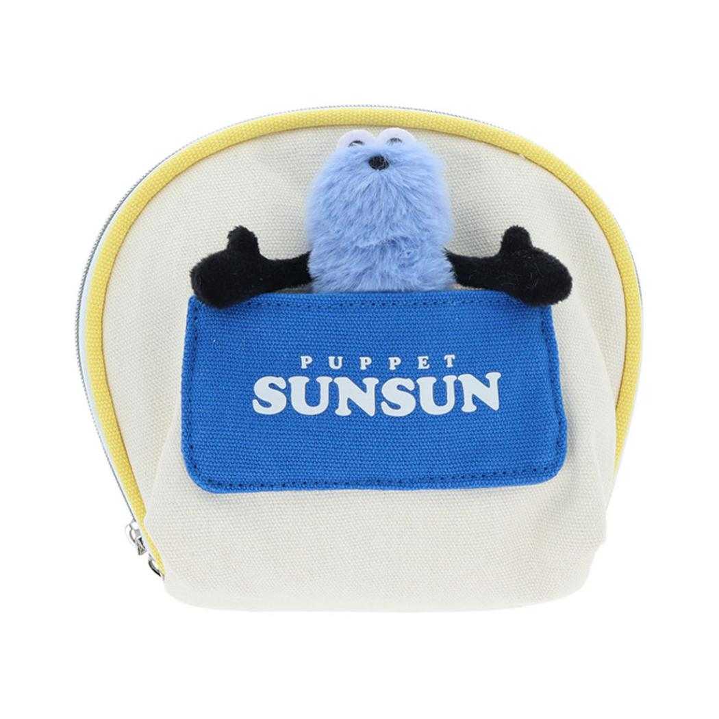 パペットスンスン ミニポーチ ぬいぐるみバッジ付きポーチ イエロー PUPPET SUNSUN サンスター文具 小物入れ キャラクター グッズ シネマコレクション