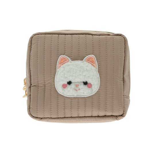 レトロぬいぐるみこれくしょん コスメポーチ キルティングスクエアポーチ クリーミーねこ サンスター文具 化粧ポーチ 小物入れ 吉徳 グッズ シネマコレクション