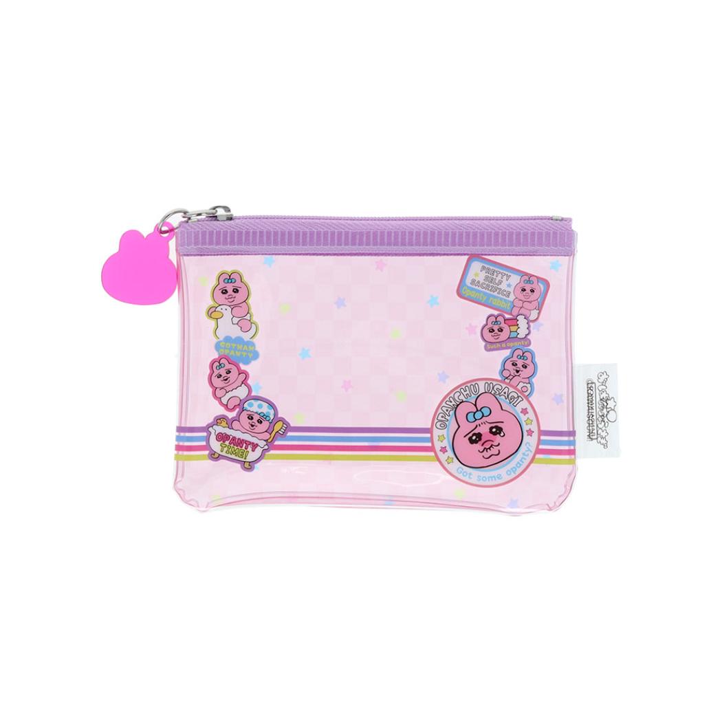 おぱんちゅうさぎ クリアポーチ ミニポーチ ピンク サンスター文具 フラットミニポーチ 小物入れ キャラクター グッズ メール便可 シネマコレクション