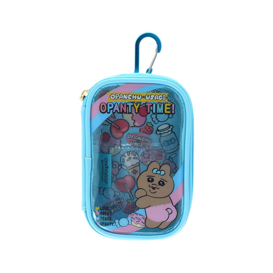 おぱんちゅうさぎ ミニポーチ キャリーポーチ ブルー サンスター文具 小物入れ キャラクター グッズ シネマコレクション
