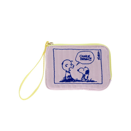 スヌーピー フラットポーチ 刺繍フラットポーチ ピンク ピーナッツ サンスター文具 小物入れ カード収納 キャラクター グッズ メール便可 シネマコレクション