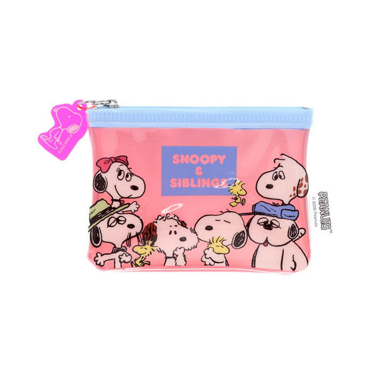 スヌーピー＆シブリングス ミニポーチ クリアミニポーチ ピンク ピーナッツ サンスター文具 小物入れ かわいい キャラクター グッズ メール便可 シネマコレクション