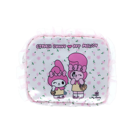 エスターバニーxマイメロディ コスメポーチ フリルポーチ W Esther Bunny サンリオ サンスター文具 化粧ポーチ 小物入れ キャラクター グッズ シネマコレクション