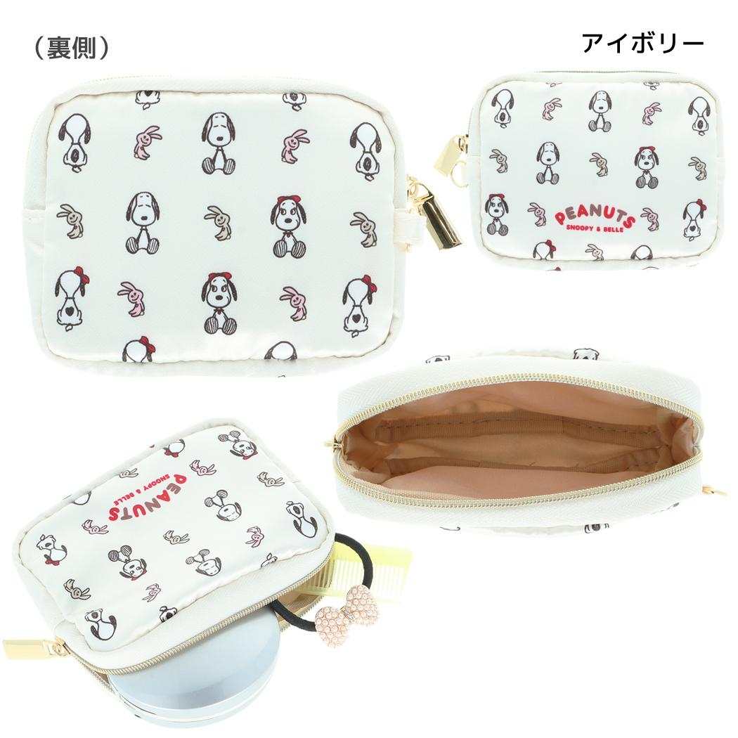 スヌーピー コスメポーチ サテンミニポーチ PNSB アイボリー ピーナッツ サンスター文具