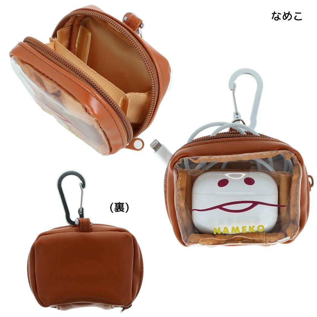 おさわり探偵 なめこ栽培キット ミニポーチ カラビナ付きクリアミニポーチ なめこ サンスター文具