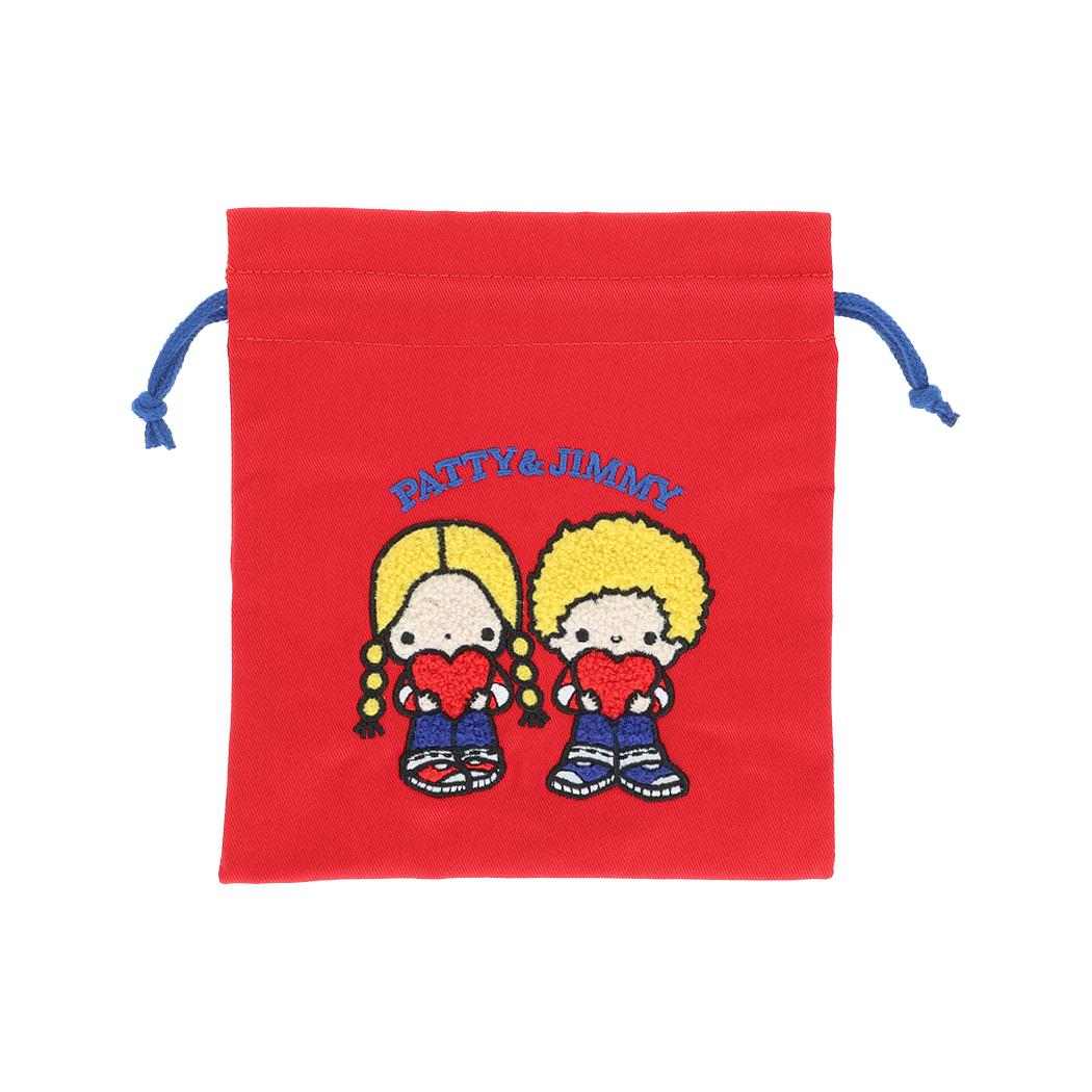 サンリオキャラクターズ 巾着袋 サガラ刺繍きんちゃくポーチ レトロ パティ＆ジミー Sanrio サンスター文具