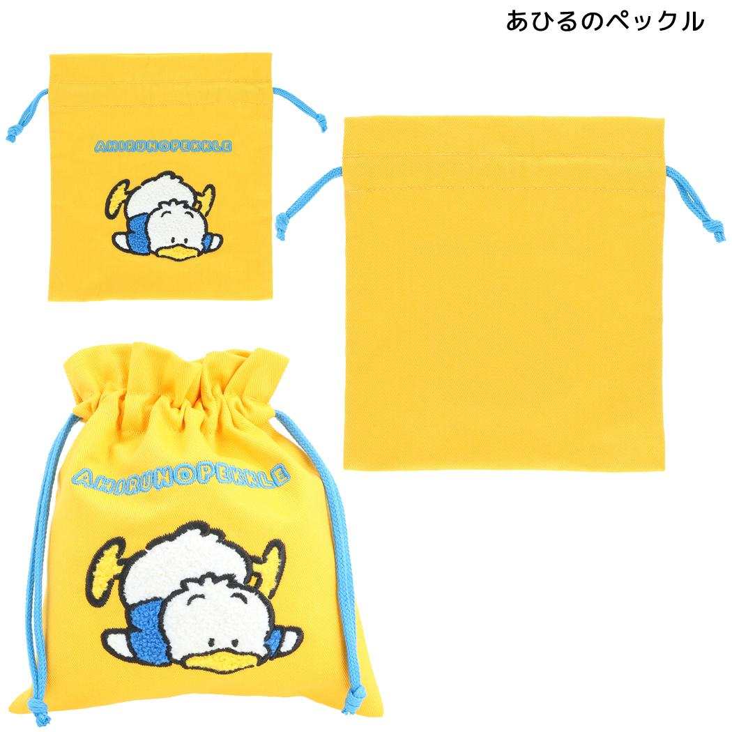 サンリオキャラクターズ 巾着袋 サガラ刺繍きんちゃくポーチ レトロ あひるのペックル Sanrio サンスター文具