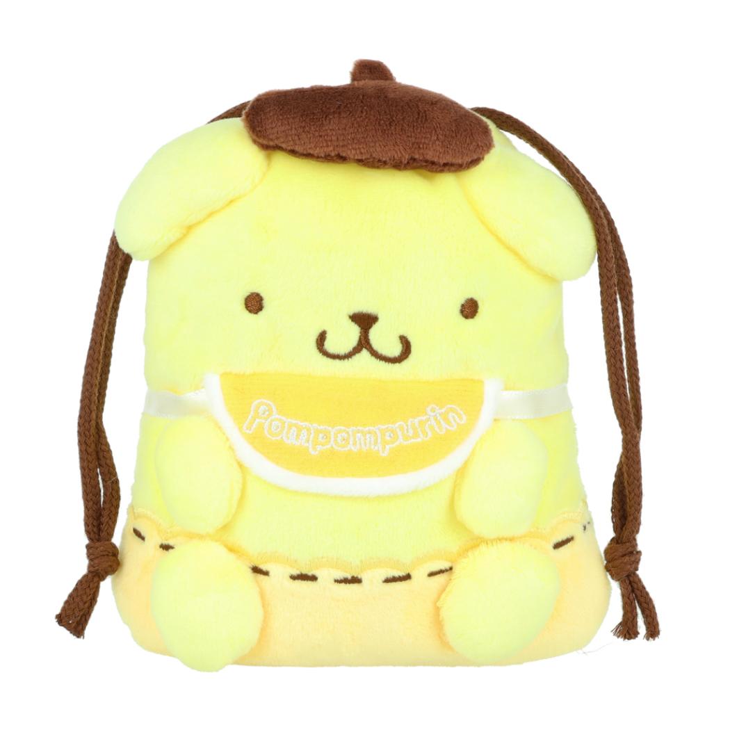ポムポムプリン x モンチッチ 巾着袋 ぬいぐるみきんちゃくポーチ ポムポムプリン サンスター文具